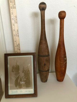 Vintage Wooden Swinging Clubs - Vintage Wooden Exercise Clubs - Photo