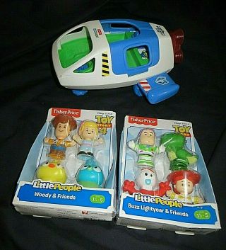 Fisher Price Little People Toy Story Buzz Lightyear Spaceship W/buzz & Woody 9pc