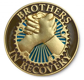 Brothers In Recovery - Brushed Gold Army& Blue Enameled Aa/na12 Step Program Coin