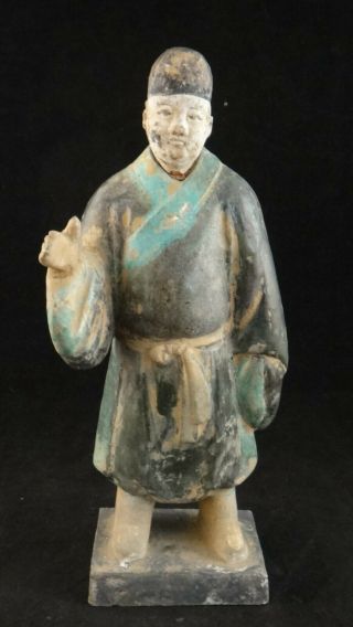 Antique Chinese Ming Dynasty Standing Figure Of A Man W/long Robe.  9” Tall