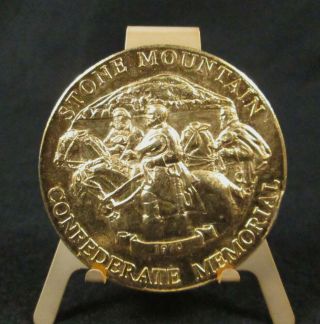 1970 Stone Mountain Gold Plated Medal 2” 50mm Unmarked