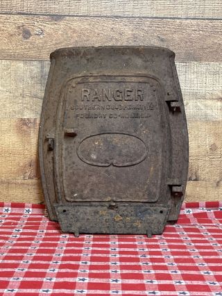 Ranger Rome Ga Southern Foundry Antique Cast Iron Stove Door Cover Decor Prop