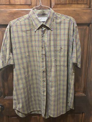 Burberrys Of London Brand Plaid Check Short Sleeve Shirt Size 44 Xl