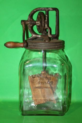 Antique Dazey Butter Churn No 60 Glass Jar Wood Paddle