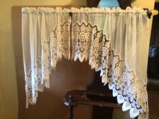 Vintage Sheer Lace Curtains Valance Swag