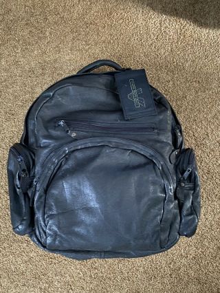 Avenues In Leather Vintage Leather Backpack Book Bag Black Soft Cowhide