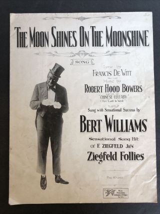 Antique Ziegfeld Follies Bert Williams Sheet Music Black Face Minstrel Americana