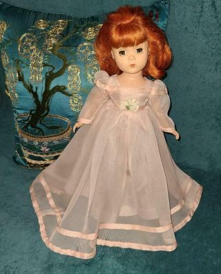 Madame Alexander Hard Plastic Maggie Face Doll 14 " Pink Bridesmaid Gown Lovely