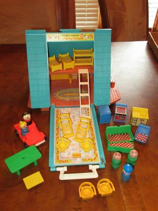 Fisher Price A - Frame House Play Family Home 990 & Accessories Mini Figures