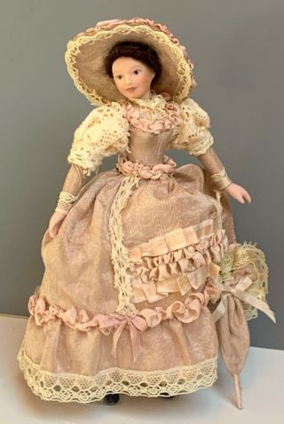1:12 Vtg Dollhouse Miniature Doll Victorian Lady Handcrafted Porcelain 6 1/4 "