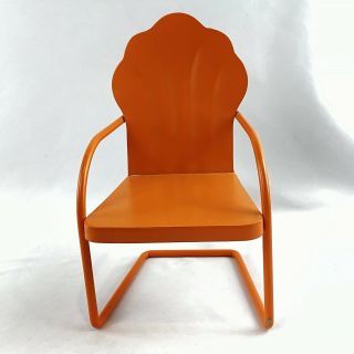 Vintage Doll Lawn Chair 8.  5 " Retro Orange Metal Clam Shell Mid Century Modern