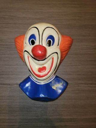 Vintage Bozo The Clown Hand Painted Plaster Chalkware Wall Hanging