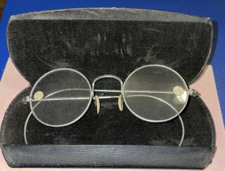 Antique Vintage Reading Glasses Spectacles With Case Estate Find Rare