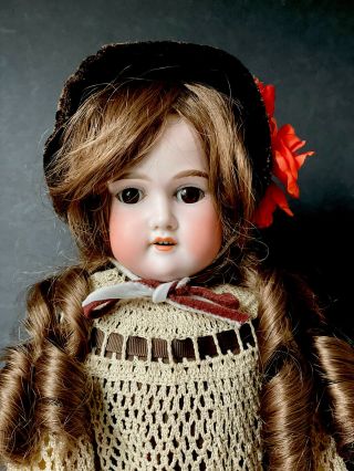 Antique German Armand Marseille Florodora 19” Doll Bisque Head Kid Leather Body