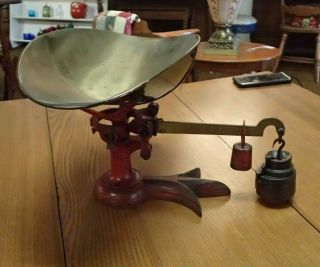 Antique Scale Crows Foot Fairbanks Beam Balance Store Lg Size With Weights
