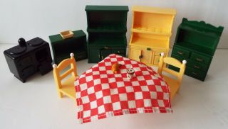 Calico Critters Sylvanian Family Vintage Kitchen Furniture Set With Accessories