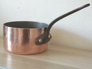 Antique French Copper Pan 5.  5 " Made In France Hammered Thick Copper 2mm