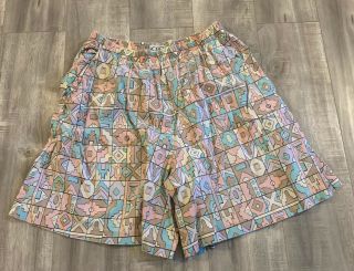 Vintage 90s Koret Multi Color Patterned Shorts Size Medium