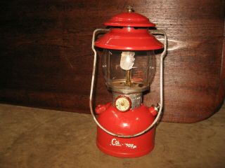 8/1963 Red Coleman 200a Single Mantle Lantern Pyrex Globe Camp