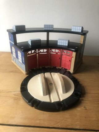 Wooden Engine Shed 4 Way Thomas For Wooden Train Set Fits Brio,  Bigjigs,  Elc