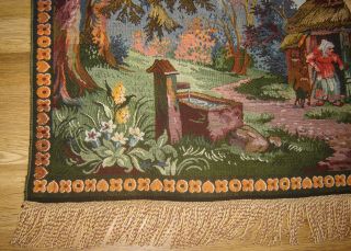 Antique old large wall hanging Tapestry Hansel and Gretel landscape house forest 2