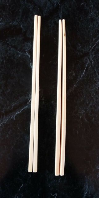 Set Of Two Pairs Of Vintage Antique Authentic Ivory Chopsticks
