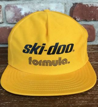 Vtg Ski - Doo Formula Yellow Trucker Hat Snapback Cap Victory Caps Made In Canada