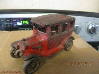 Antique Arcade Cast Iron Ford Model T Red Car No Freeport Illinois 5”