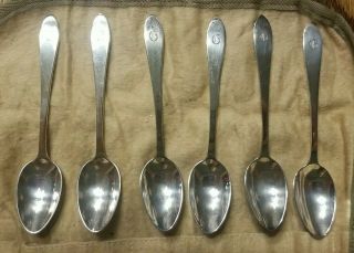 Vtg Set Of 6 Tiffany & Co.  Sterling Silver 4.  5 " Tea Or Coffee Spoons Mono G