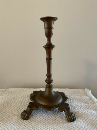 Vintage Antique Solid Brass Claw Foot Candlestick Holder