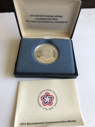 1974 Bicentennial Metal Commemorating The First Continental Congress Silver