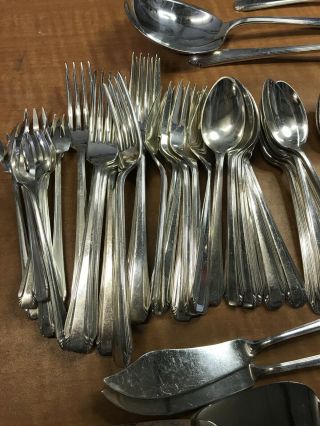 80 Pc ART DECO Reed & Barton STYLIST 1932 Silverplated Flatware Service for 6, 3