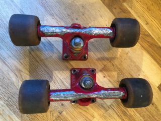 Vtg 80s Gullwing Pro Hpg Iv 9” Trucks Red Skateboard Old School Vision Wheels