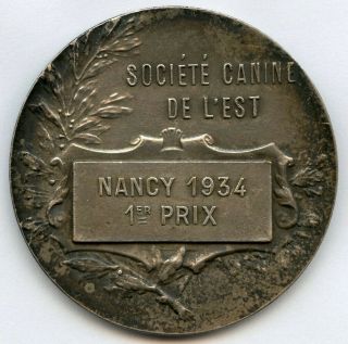 France Dog Terrier Exposition Nancy 1934 Bronze Medal by Huguenin 40mm 25gr 2