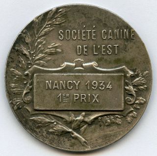 France Dog Bulldog Exposition Nancy 1934 Bronze Medal by Huguenin 40mm 25gr 2