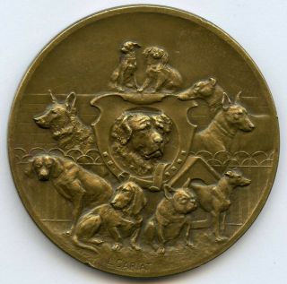 France Exposition Dog Award Bronze Art Medal By Cariat 51mm 49gr