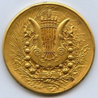 France Music Lyre Gilded Award Bronze Art Medal By Bertrand 37mm 22gr