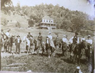 1900’s Antique Men & Ladies Ride Horses Western Edwardian Photo Cabinet Card