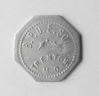 Old Antique 25¢ Trade Token Coin B.  P.  O.  E.  Elks Lodge 801 Trenton,  Mo Missouri