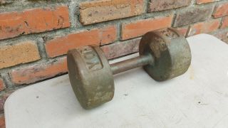 Vtg Antique York 35lb Pound Round Head Dumbbell Single Barbell Old Weight Lift
