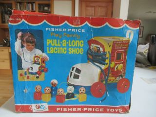Vintage 1970 Fisher Price • Pull A Long Lacing Shoe • 146 Complete &