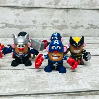 Hasbro Playskool Mr Potato Head Mixable Marvel Character Toys Bundle Thor,  Hulk 3