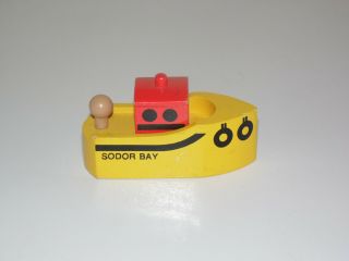 Thomas Wooden Railway Vintage Sodor Bay Tug Boat Tugboat Red & Yellow - 1994
