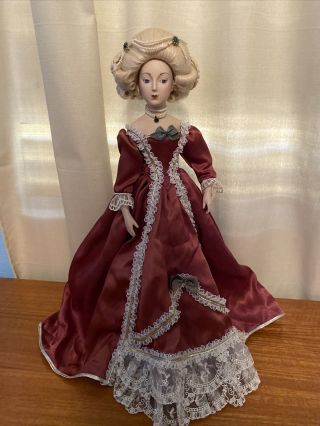 Vintage Franklin Heirloom Doll Marie Antoinette In Pink Gown,  Rare