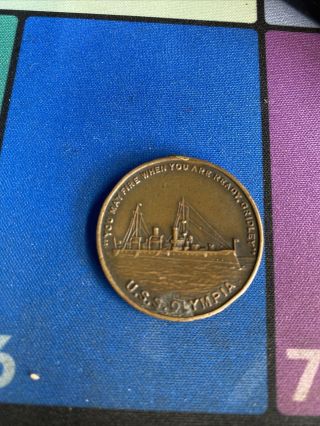 1898 U.  S.  S.  Olympia Battle Of Manila Bay Medal - Made From Propeller
