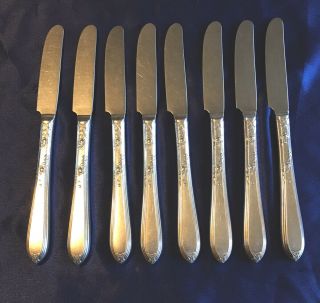 8 Rosemary 1919 Pattern Wm Rogers Silver Plate 8 1/4” Dinner Knives