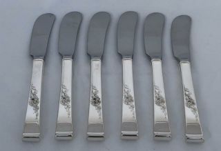Set Of 6 Reed & Barton Sterling Silver Classic Rose Butter Spreaders Rw - 33