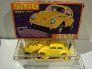 Vintage Amt Mini Vw Volkswagen Mini Bug 1/43 Scale Model Kit - Un - Built W Box