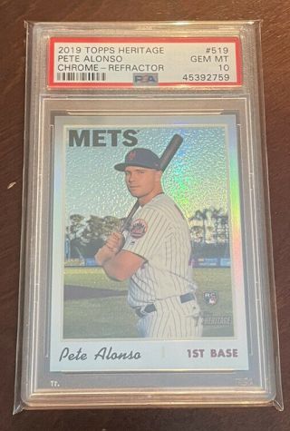 Pete Alonso 2019 Topps Heritage Chrome Refractor Rc/569 Psa 10