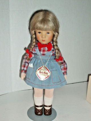 Vintage Kathe Kruse Stoffpuppe Girl Doll 15 Inch - Soft Body Plastic Head Germany